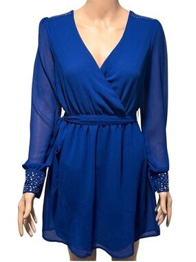 Whispers women blue long sleeve dress